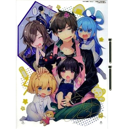 Group Foil Stamp Signed Acrylic Panel Mishima Kurone Art Collection II Blessing KonoSuba: God's Blessing on This Wonderful World! Melon Books Limited Bonus [USED]
