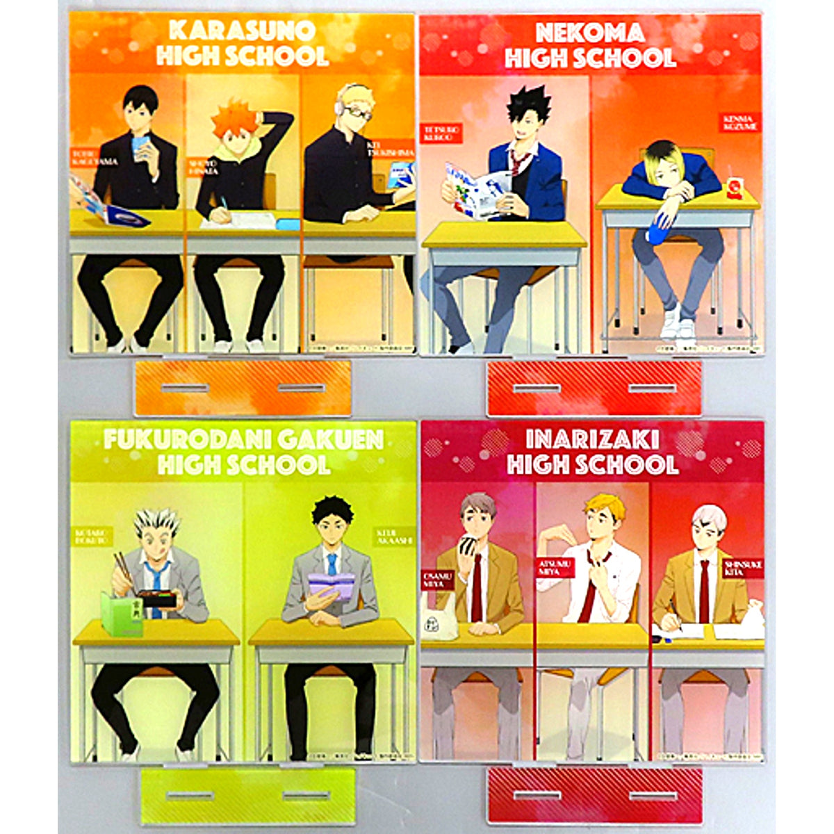 Set of 4 Big Acrylic Stand Fortune Test Haikyu!! Fortune Slip School Scene [USED]
