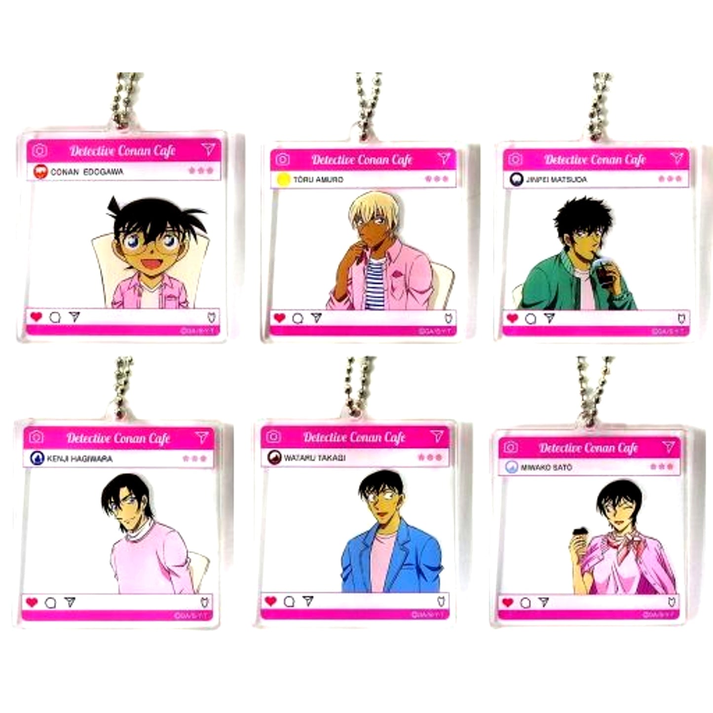 Set of 6 Detective Conan Cafe 2022 Acrylic Keychain A [USED]