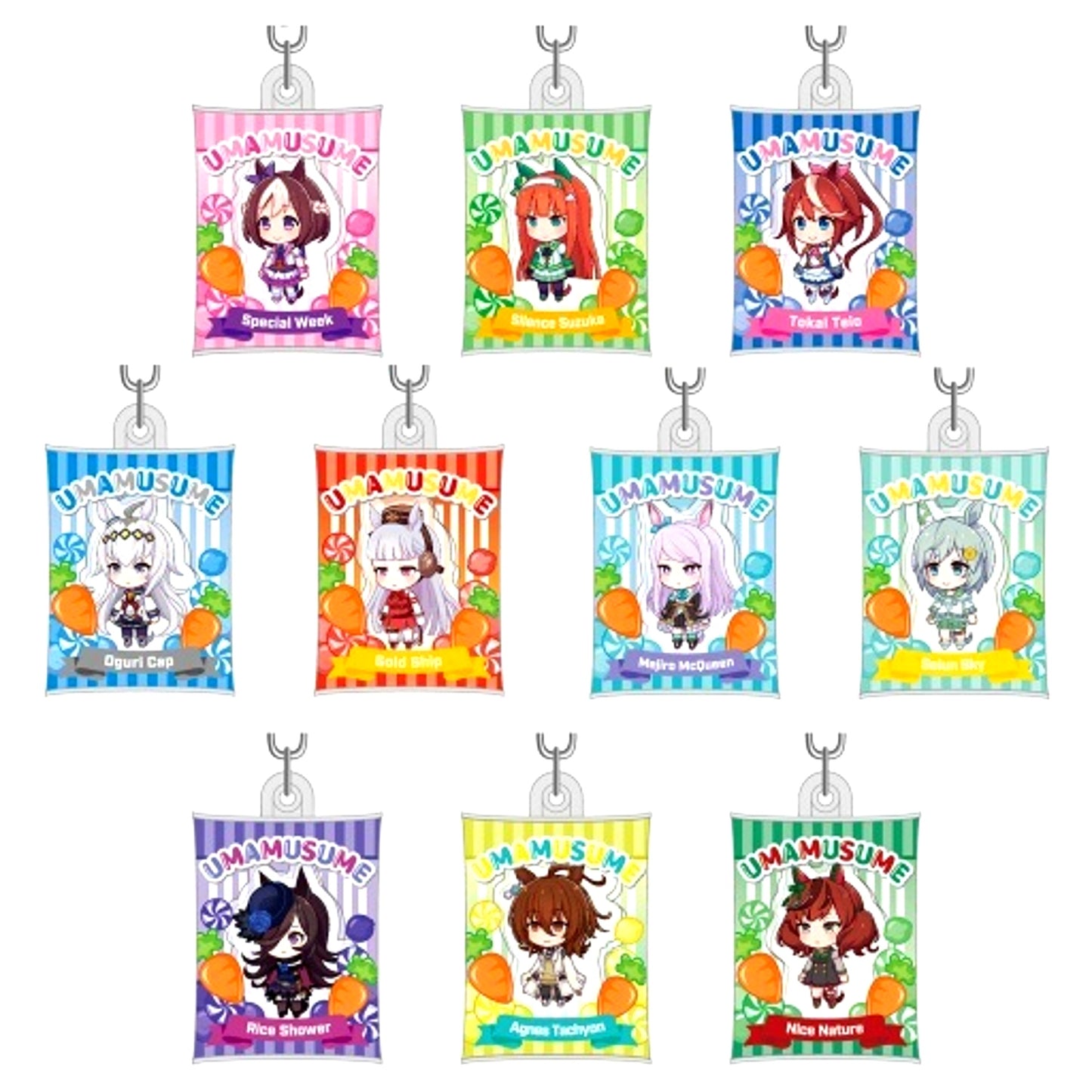 Set of 10 Uma Musume Pretty Derby Air Fuwa Keychain [USED]