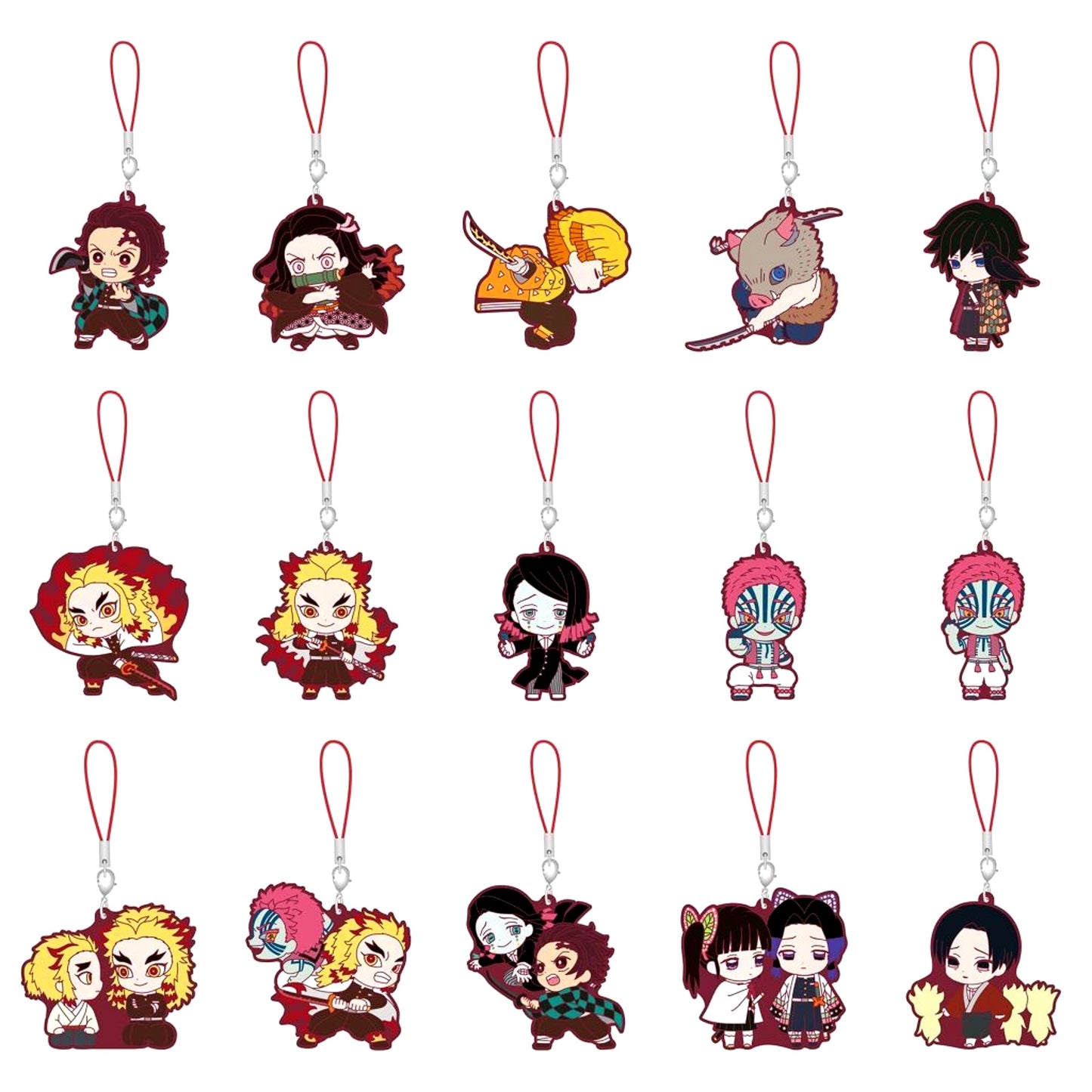 Set of 15 Demon Slayer: Kimetsu no Yaiba Metsu! Capsule Rubber Mascot 11 [USED]