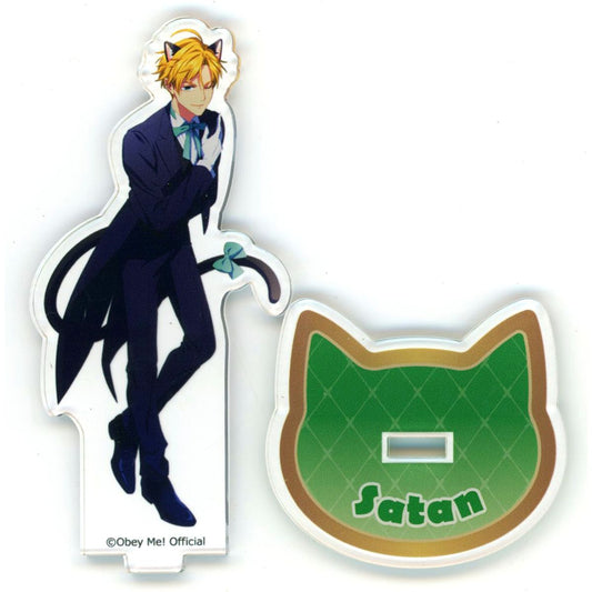 Satan Obey Me! x mixx garden Black Cat Butler Cafe Trading Acrylic Stand [USED]