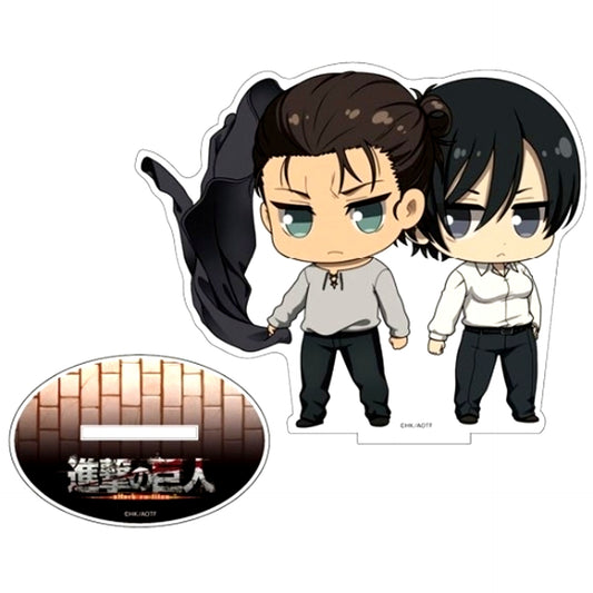 Eren Yeager & Mikasa Ackerman Puchikko Acrylic Figure Attack on Titan The Final Season [USED]