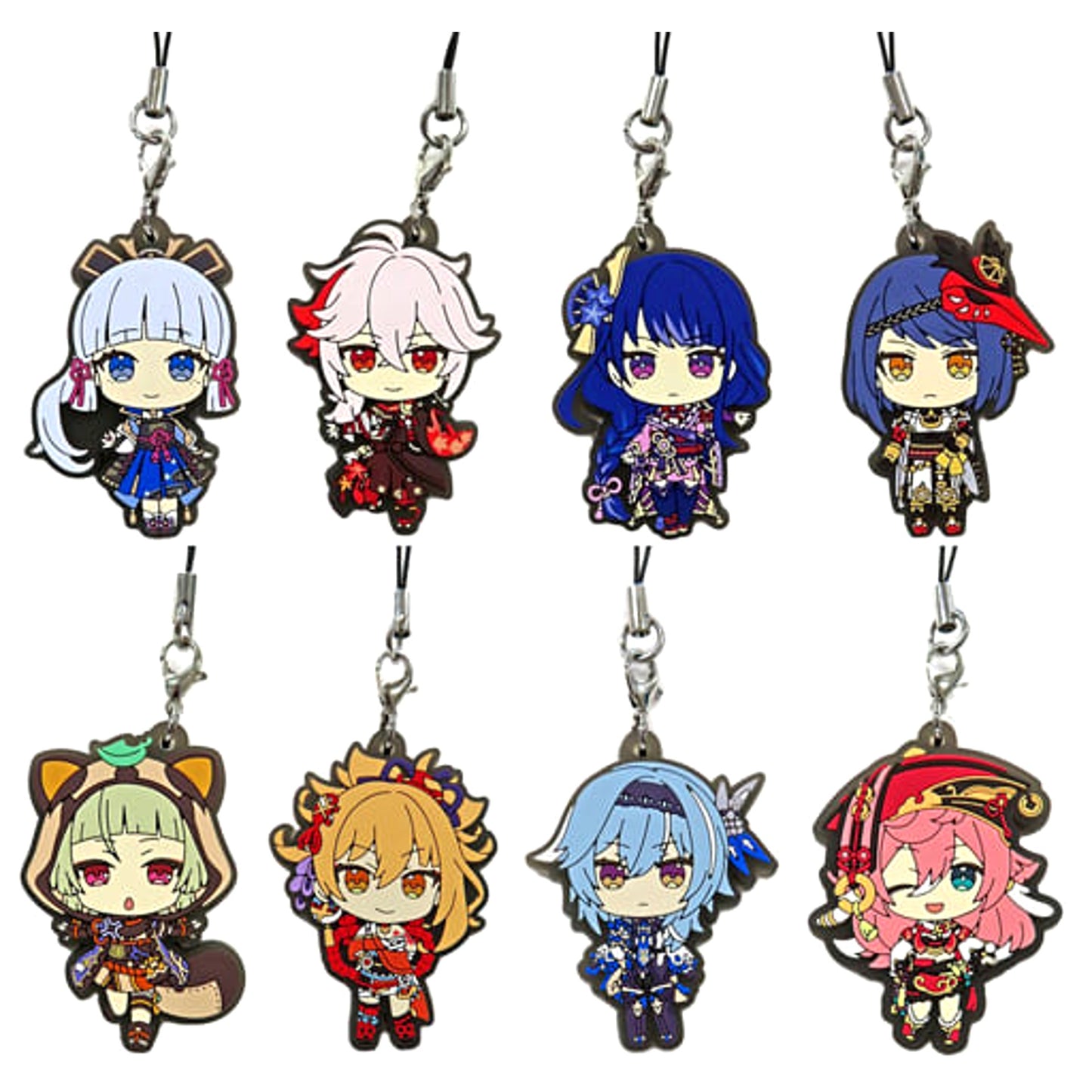 Genshin Kamisato Ayaka & Others All 8 Types Set Capsule Rubber Strap Vol.5 Keychains [USED]