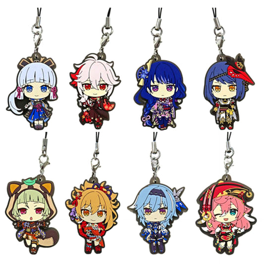 Genshin Kamisato Ayaka & Others All 8 Types Set Capsule Rubber Strap Vol.5 Keychains [USED]