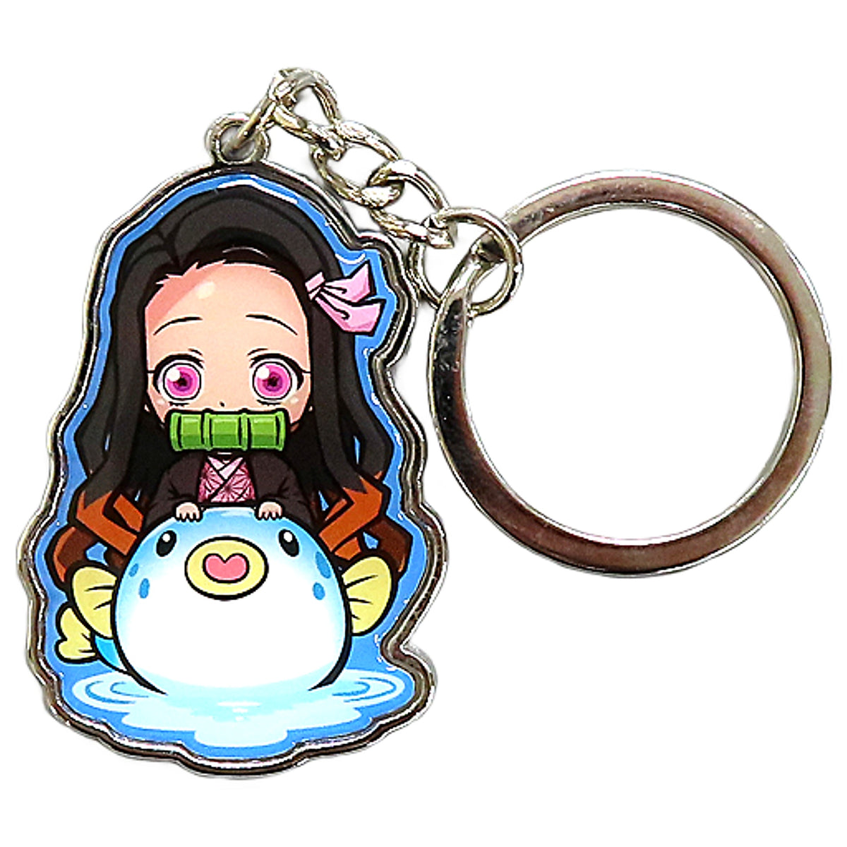 Demon Slayer: Kimetsu no Yaiba Nezuko Kamado Blowfish Metal Keychain Yamaguchi Limited Keychains [USED]
