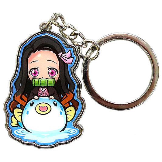 Demon Slayer: Kimetsu no Yaiba Nezuko Kamado Blowfish Metal Keychain Yamaguchi Limited Keychains [USED]