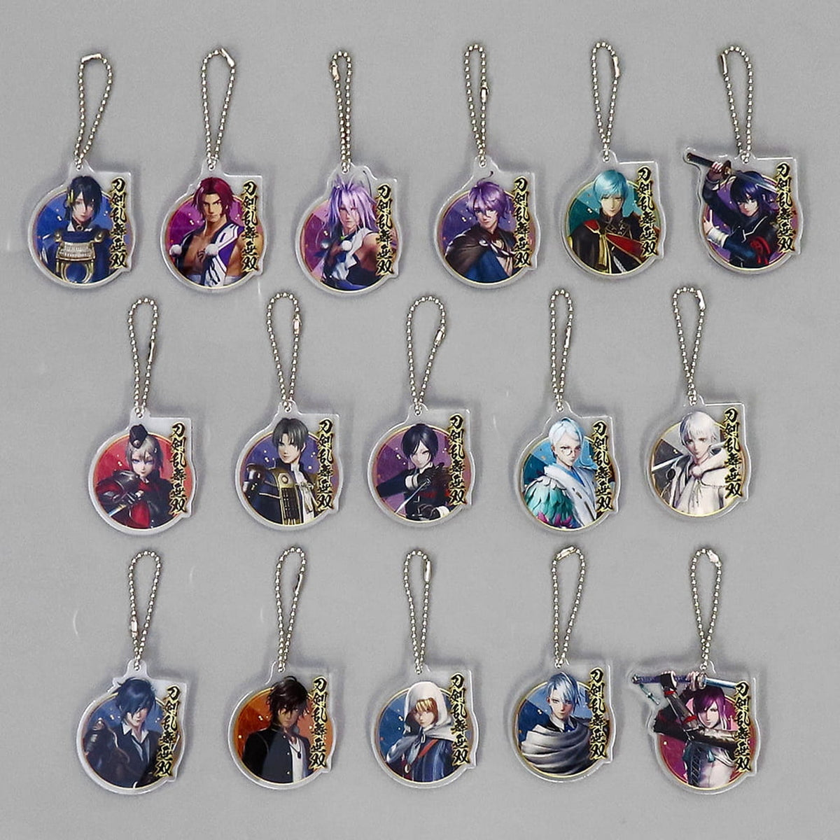 Touken Ranbu Warriors Mikazuki Munechika & Others Acrylic Keychain Don Quijote Part 2 Limited All 16 Types Set Keychains [USED]