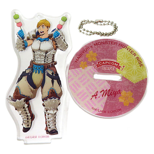 Haikyu!! X Monster Hunter Rise Atsumu Miya Trading Acrylic Stand Keychain Capcom Cafe Limited Keychains [USED]