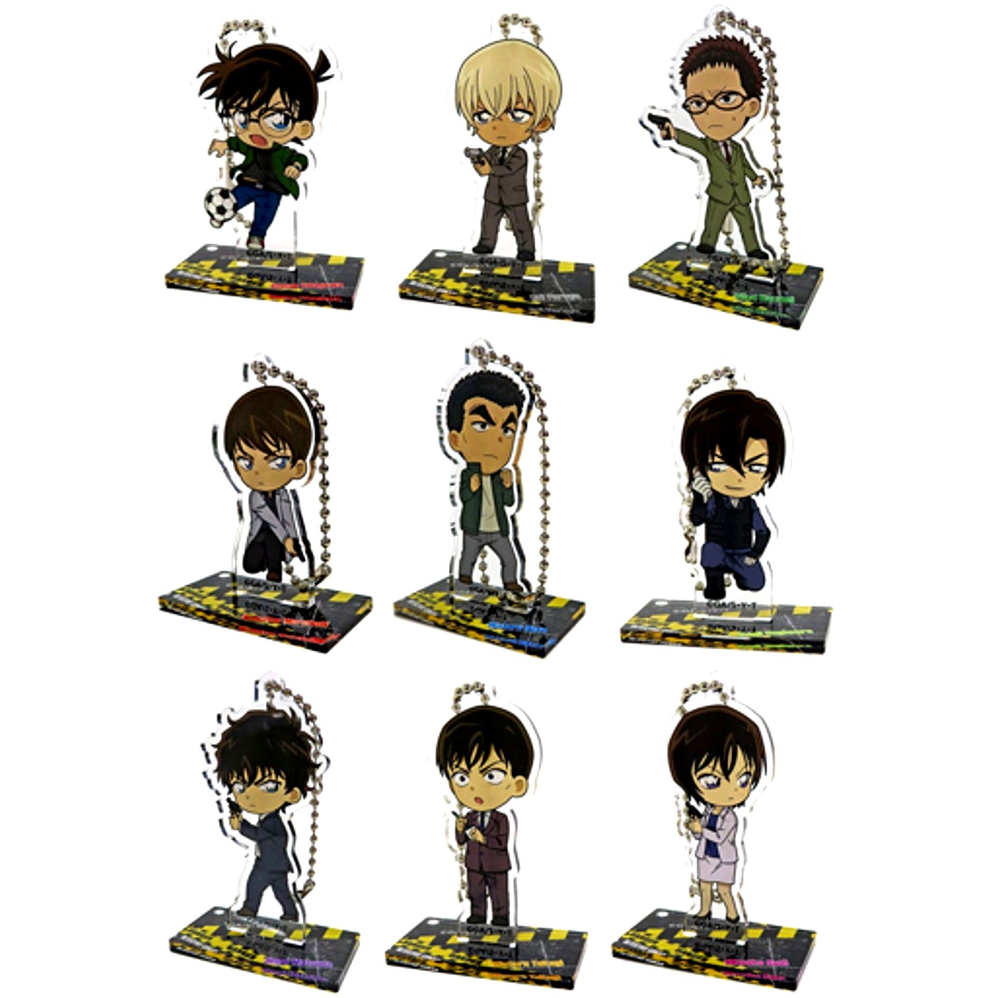 Set of 9 Detective Conan Acrylic Keychain Collection with Stand Police [USED]