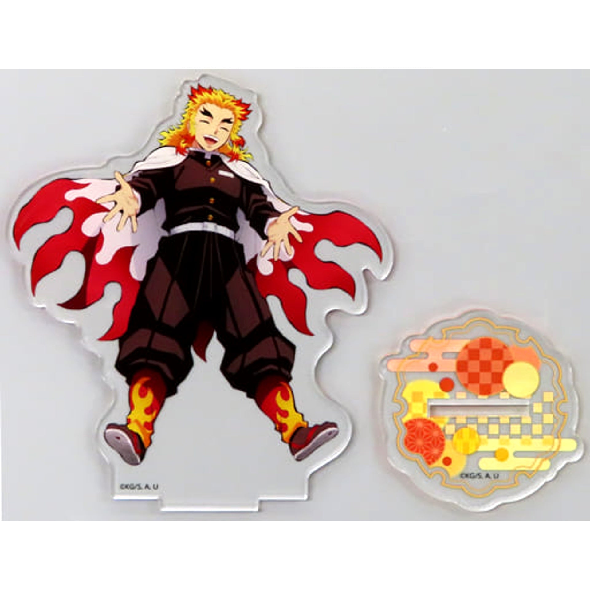 Demon Slayer: Kimetsu no Yaiba Kyojuro Rengoku Acrylic Mascot Total Concentration Exhibition Mugen Train & Entertainment District Arc Limited Keychains [USED]