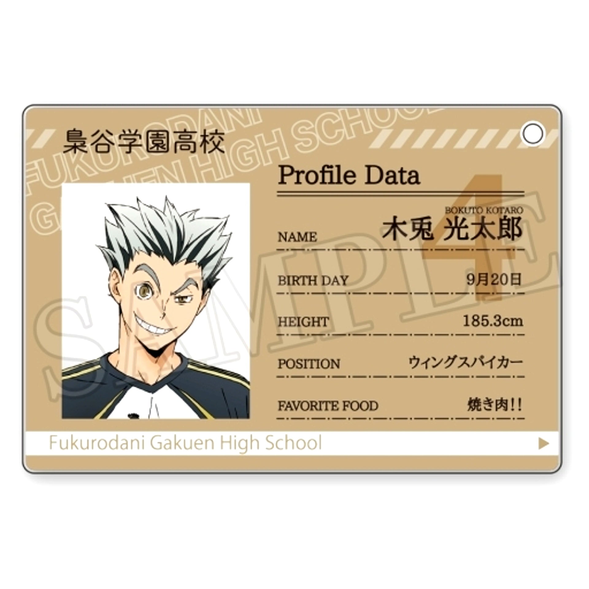 Kotaro Bokuto Haikyu!! Profile Card Keychain [USED]