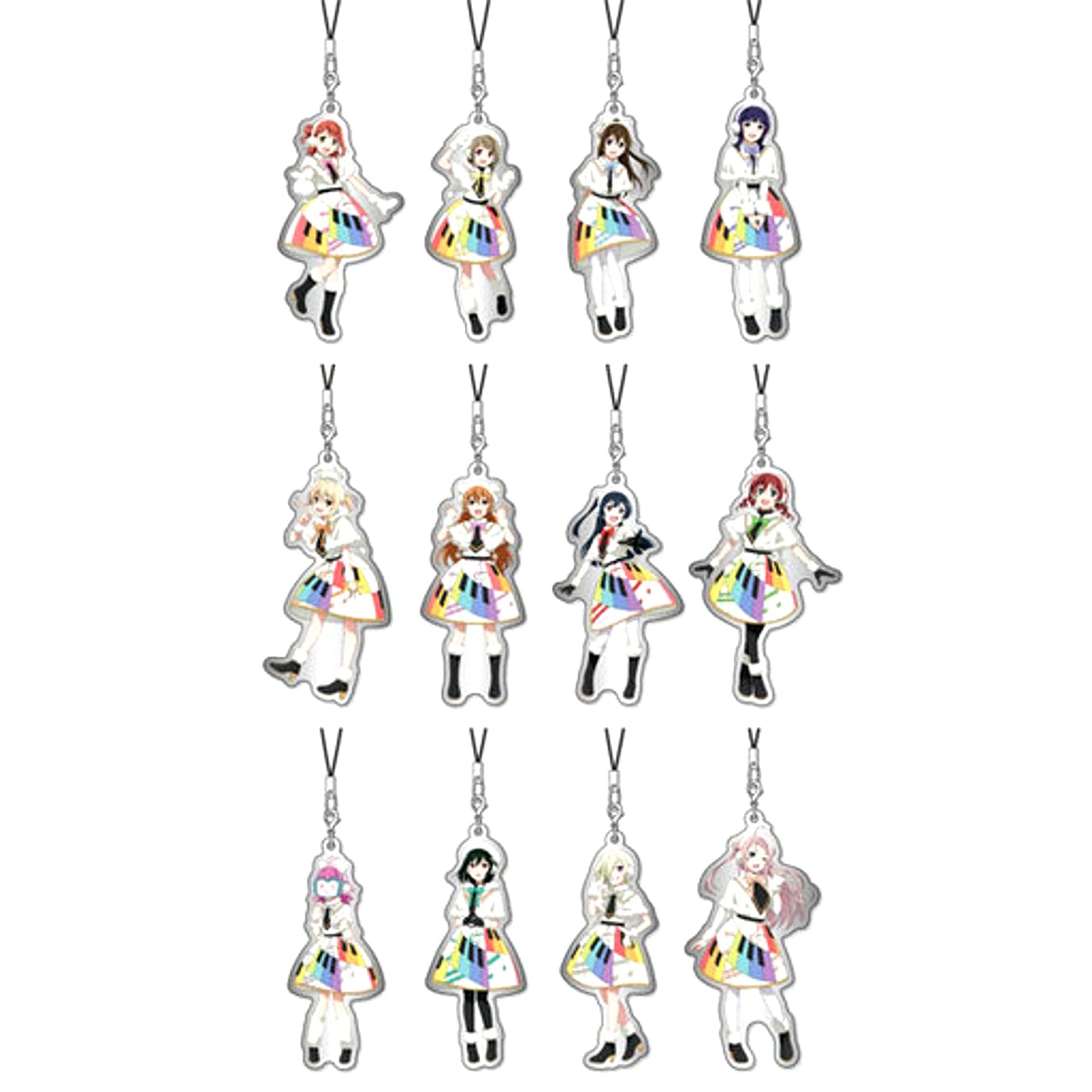Set of 12 Love Live! Nijigasaki High School Idol Club Metal Charm Strap TV Anime Season 2 OP Outfit Ver. [USED]