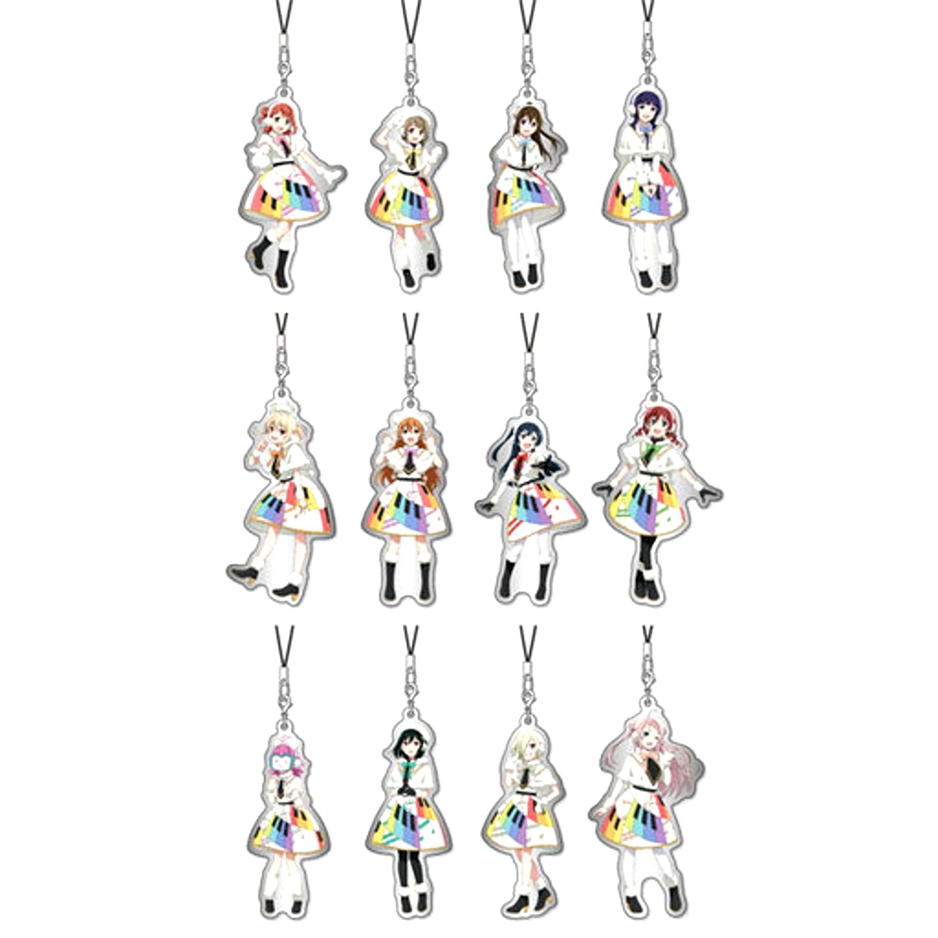 Set of 12 Love Live! Nijigasaki High School Idol Club Metal Charm Strap TV Anime Season 2 OP Outfit Ver. [USED]