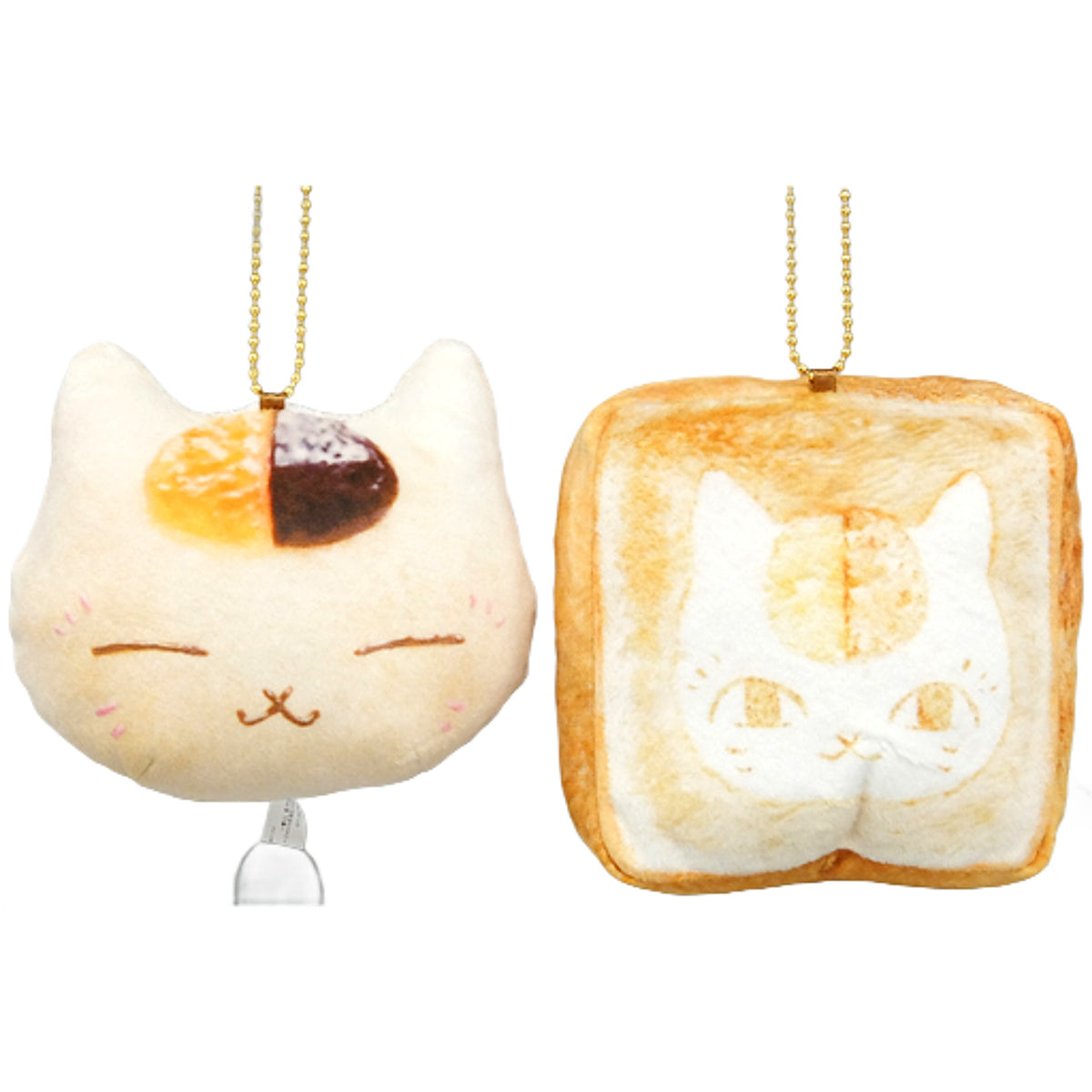 Nyanko-sensei, etc. Natsume's Book of Friends Ichiban Kuji Nyanko-sensei to Yakitate no Pan Bread-Shaped Mascot Plush Toy Prize D All 2 Types Set Mascot [USED]