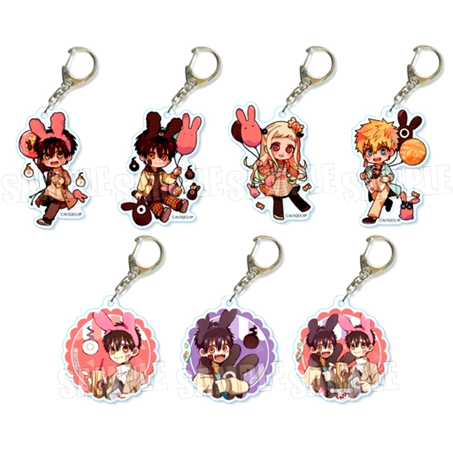 Set of 7 Toilet-Bound Hanako-kun Trading Acrylic Keychain Mokke Park [USED]