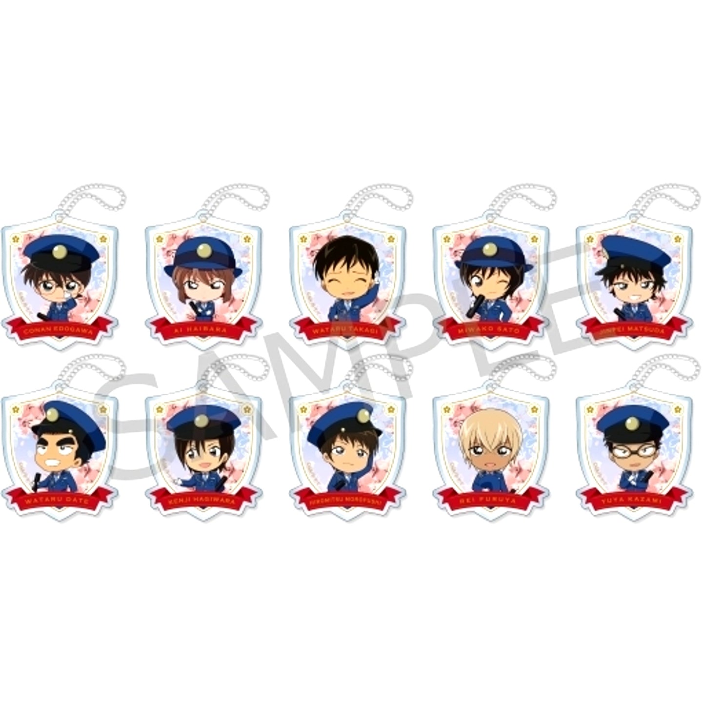 Set of 10 Detective Conan Niitengo Acrylic Keychain SAKURA Graduation ver. [USED]