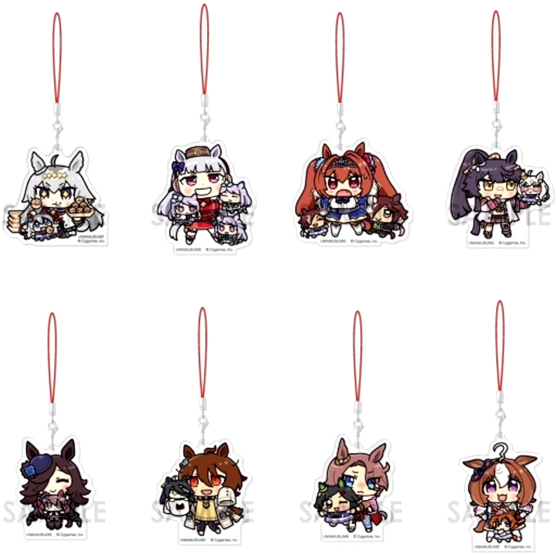 Set of 8 Umamusume: Pretty Derby Acrylic Strap With Plush Vol.1 [USED]