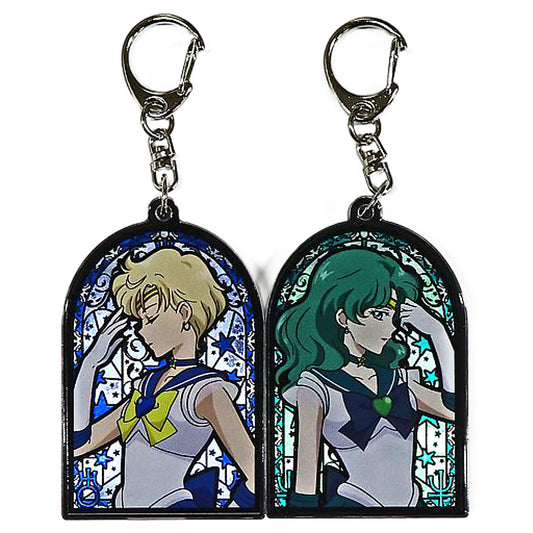 Sailor Moon Eternal The Movie Super Sailor Uranus Super Sailor Neptune Store Original Stained Glass Keychain Key Ring Keychains [USED]