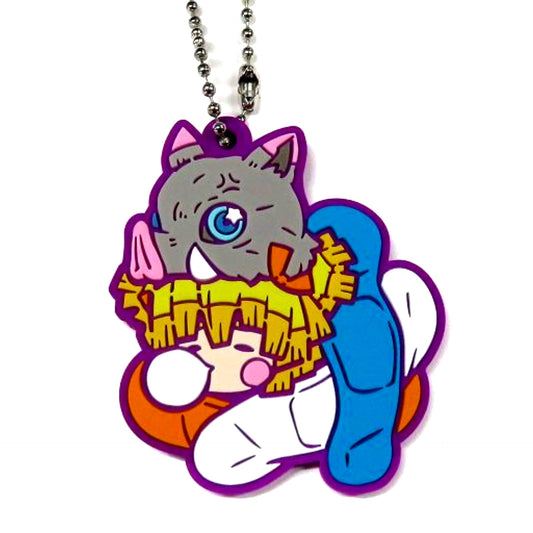 Inosuke Hashibira & Zenko Demon Slayer Chara Banchoko Rubber Mascot Vol 10 Entertainment District Arc [USED]