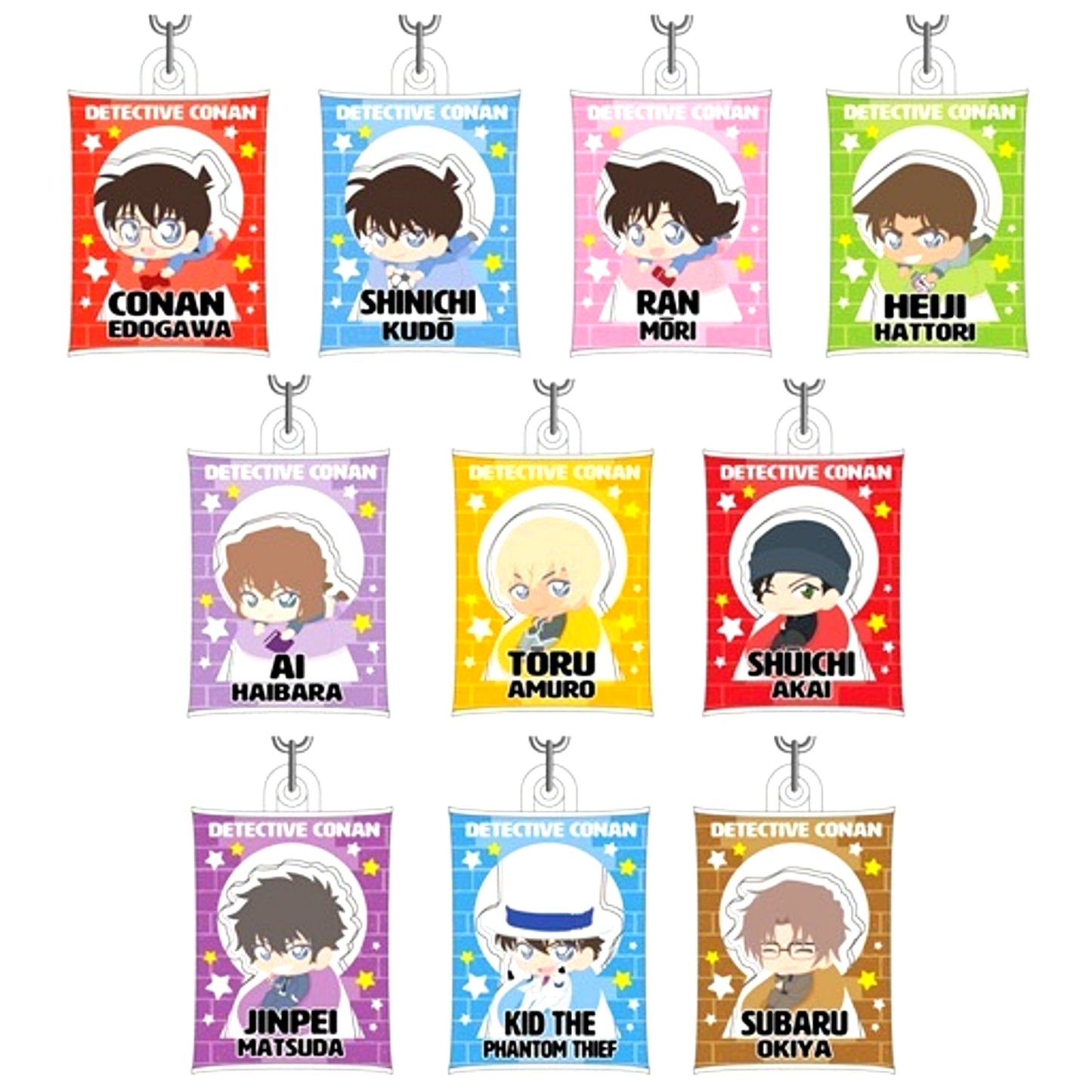 Set of 10 Detective Conan Yurutto Cushion Series Air Fuwa Keychain [USED]