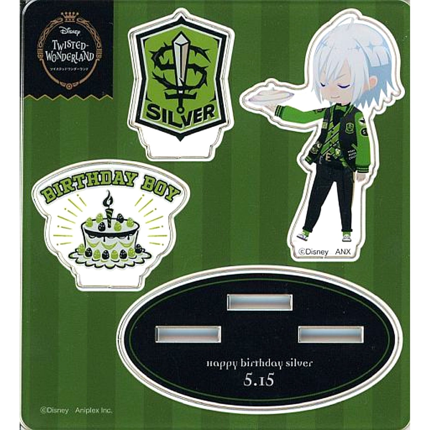 Silver Disney Twisted Wonderland Silver Birthday Commemorative Goods Mini Acrylic Stand [USED]