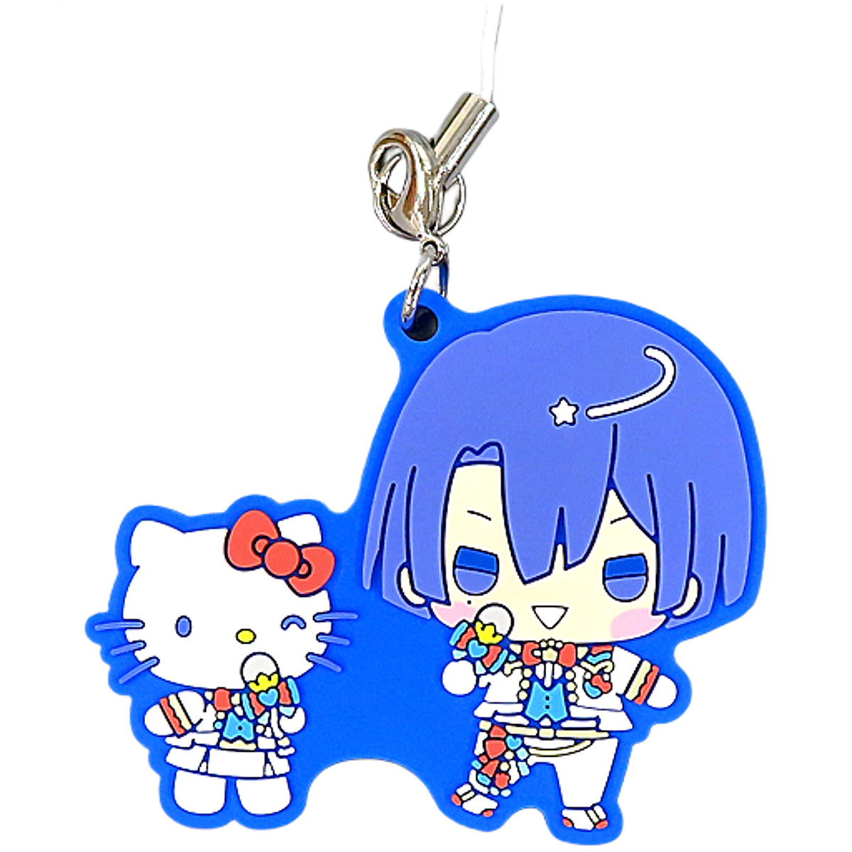Sanrio Characters X Uta No Prince Sama Shining Live Hello Kitty Masato Hijirikawa Trading Rubber Mascot Happy Smiling Stage Chibi Chara Ver. Keychains [USED]