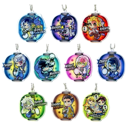 Set of 10 Demon Slayer: Kimetsu no Yaiba Pita! Defome Night Patrol Acrylic Keychain [USED]