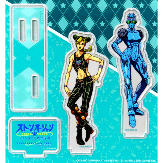 Jolyne Cujoh and Stone Free Twin Acrylic Stand JoJo's Bizarre Adventure Part 6 Stone Ocean Collaboration Cafe powered by Animax Cafe [USED]