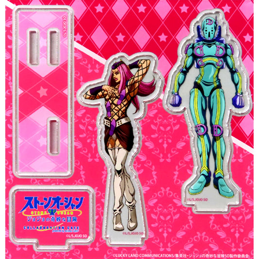 Narciso Anasui & Diver Down Twin Acrylic Stand JoJo's Bizarre Adventure Part 6 Stone Ocean Collabo Cafe powered by Animax Cafe+ [USED]