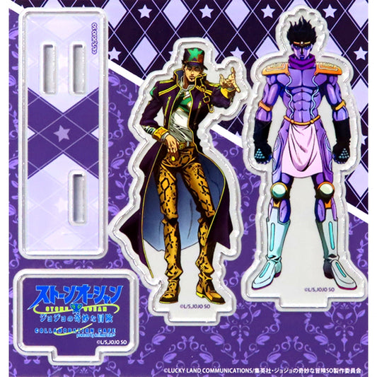 Jotaro Kujo & Star Platinum Twin Acrylic Stand JoJo's Bizarre Adventure Part 6 Stone Ocean Collabo Cafe powered by Animax Cafe+ [USED]