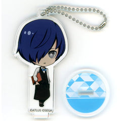 Persona 3 Protagonist Man Chibi Acrylic Keychain with Stand P3 Sega Collaboration Cafe Persona 25th Anniversary Latter Period Exclusive Keychains [USED]