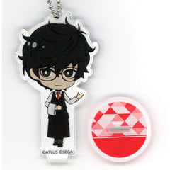 Persona 5 Protagonist Chibi Acrylic Keychain with Stand P5 Sega Collaboration Cafe Persona 25th Anniversary Latter Period Exclusive Keychains [USED]