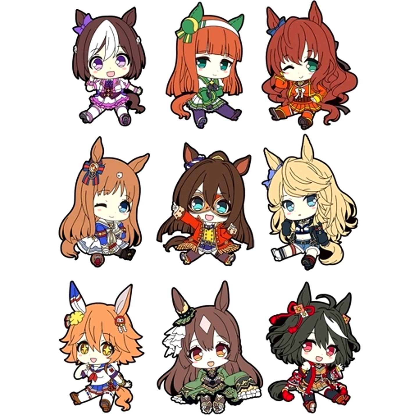 Set of 9 Group Umamusume Pretty Derby Petanko Trading Rubber Strap Vol.1 [USED]