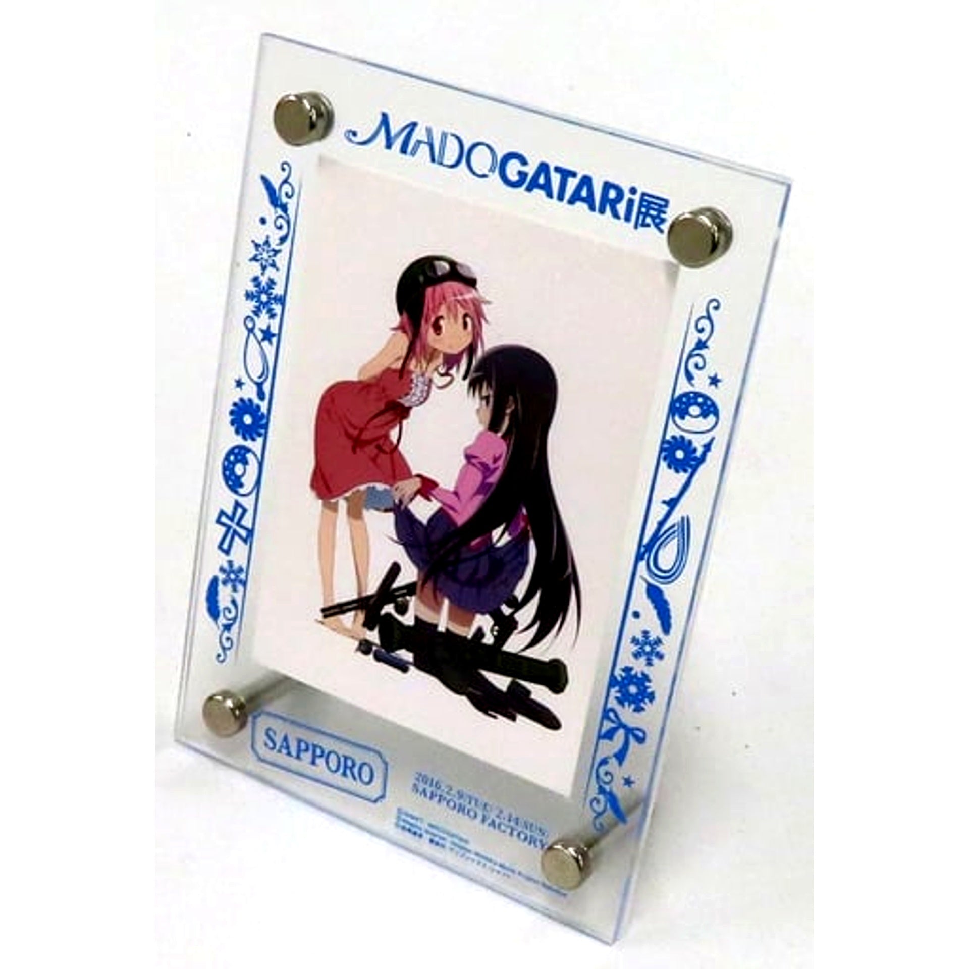 Madoka Kaname and Homura Akemi Acrylic Stand Blue Bundle Bonus for Puella Magi Madoka Magica MADOGATARI Exhibition Sapporo Venue Limited Goods Voucher Ticket [USED]