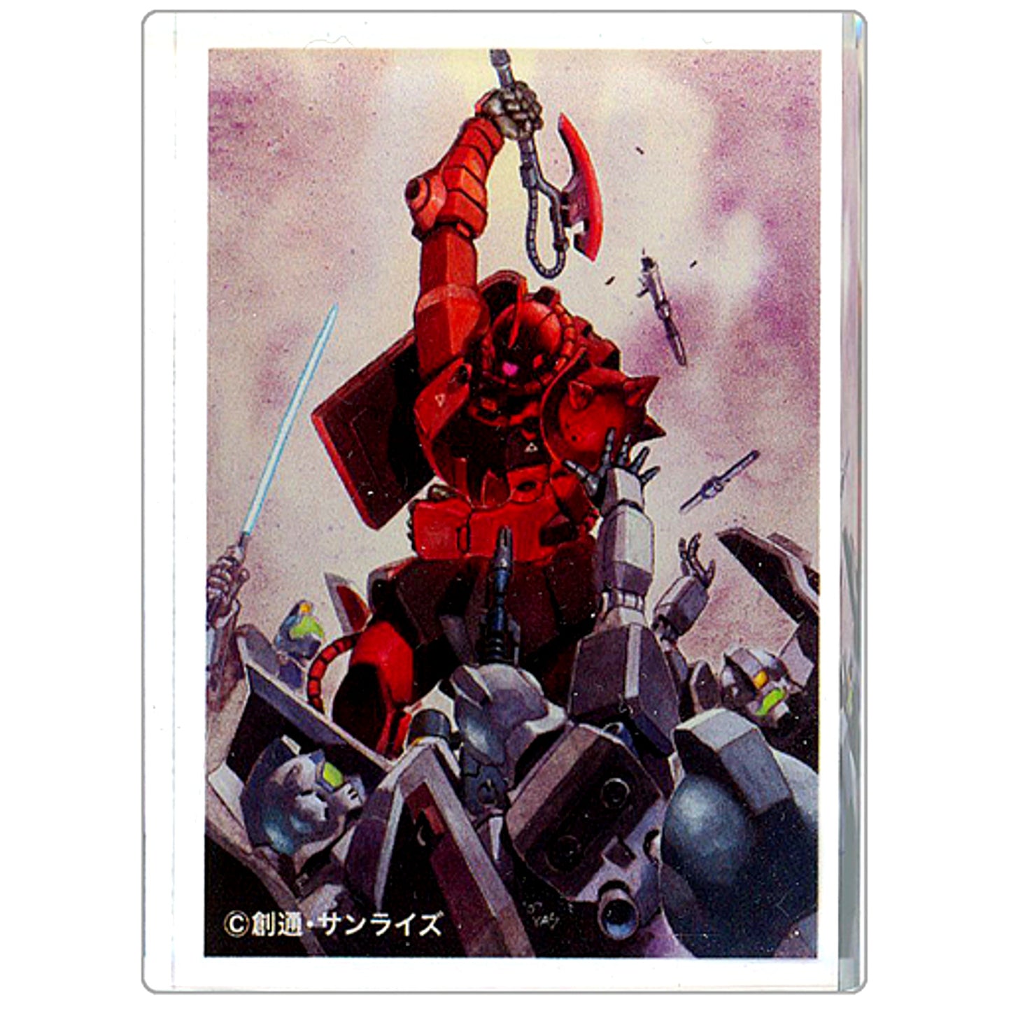 Char Custom Zaku Yoshikazu Yasuhiko Mobile Suit Gundam THE ORIGIN Exhibition Blind Mini Acrylic Block [USED]