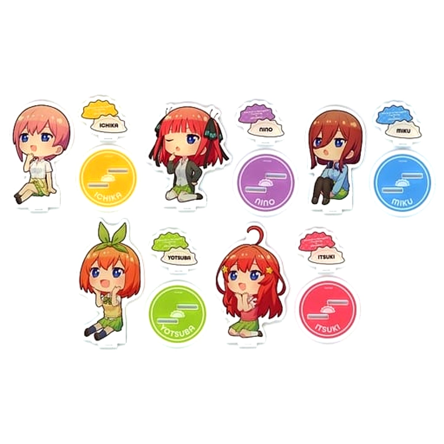 The Quintessential Quintuplets Trading Acrylic Stand Set of 5 Nikujiru Gyoza Dandadan Collaboration [USED]