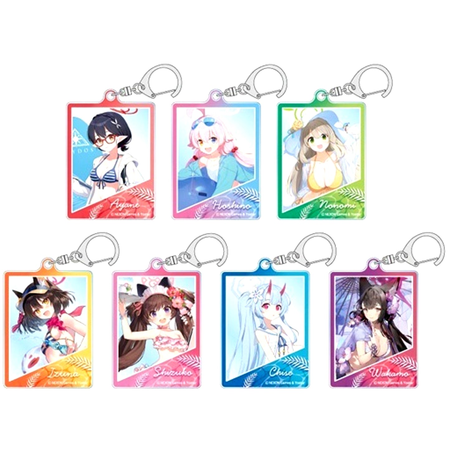 Set of 7 Blue Archive Trading Acrylic Keychain [USED]