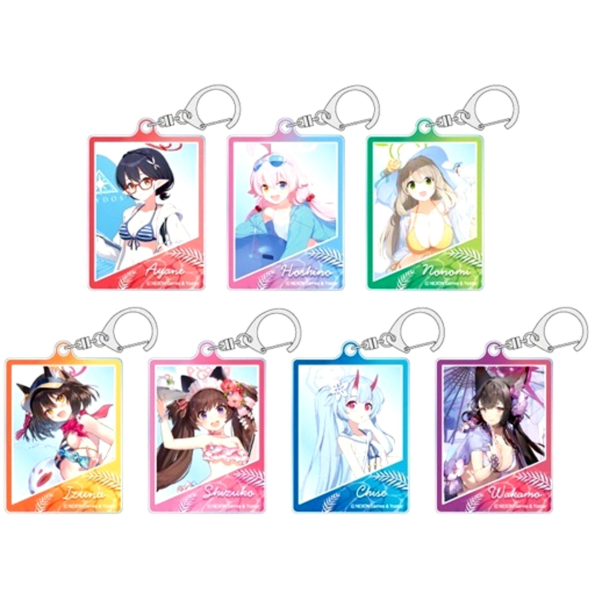 Set of 7 Blue Archive Trading Acrylic Keychain [USED]