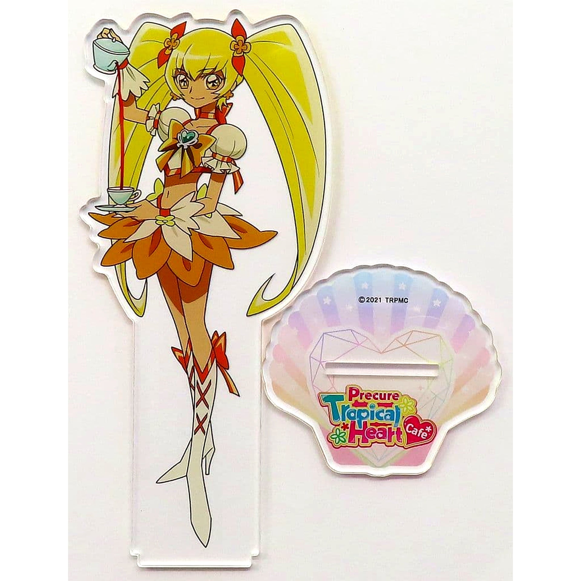 Cure Sunshine Tropical-Rouge! Precure Movie Yuki no Princess to Kiseki no Yubiwa! in SWEETS PARADISE Collaboration Cafe Big Acrylic Stand [USED]