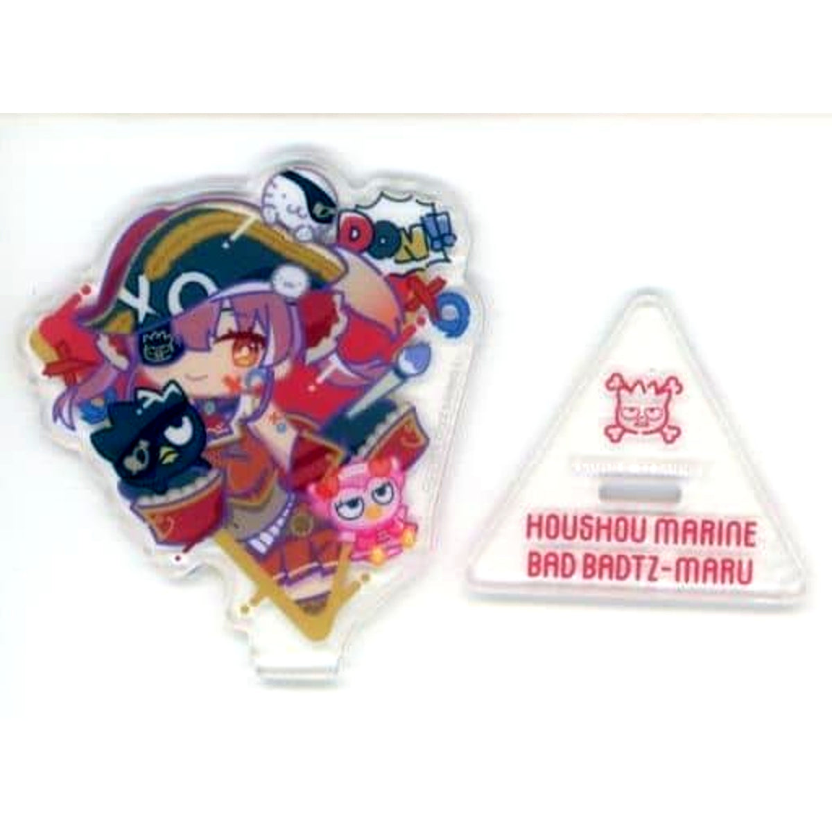 Virtual YouTuber hololive Houshou Marine and Bad Badtz-Maru and Bad Tsunko and Good Hanamaru Triangle Acrylic Stand hololive x Sanrio Characters [USED]