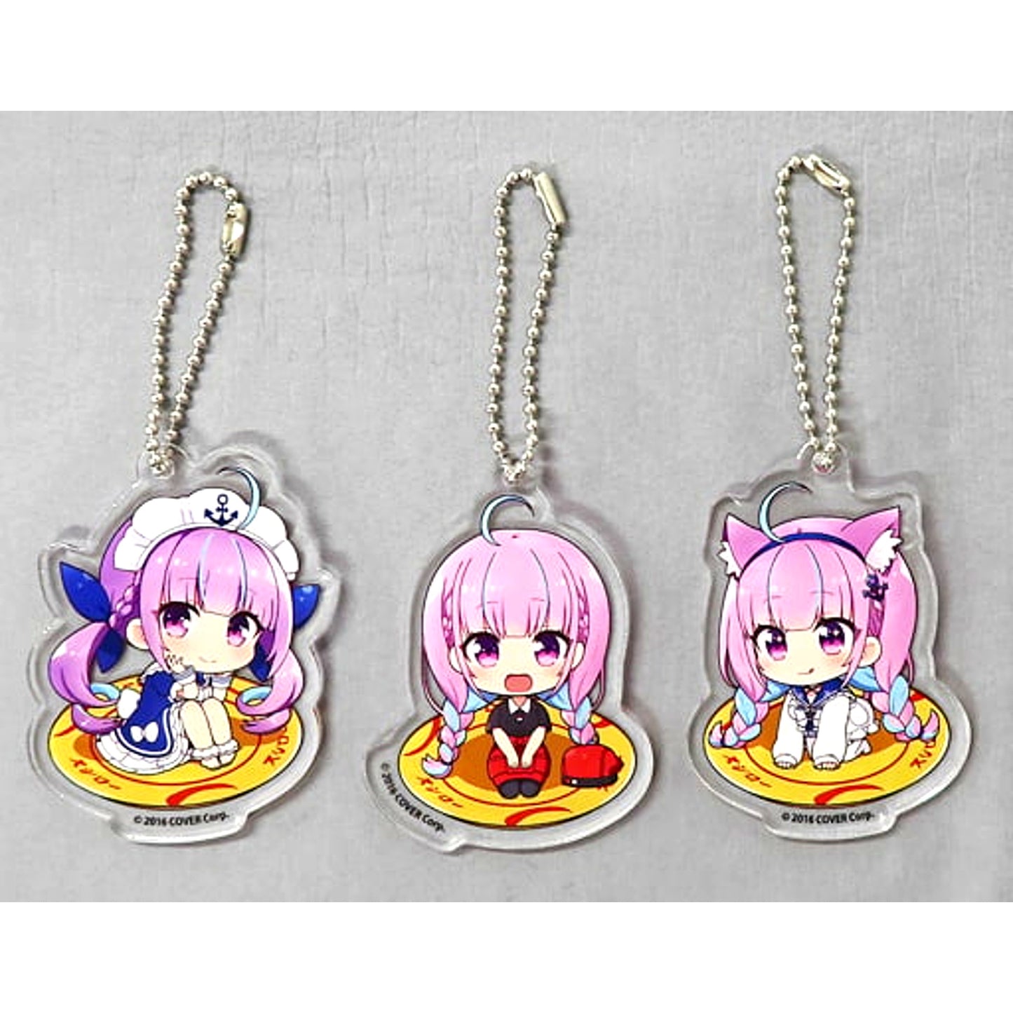 Set of 3 Minato Aqua Hololive Acrylic Keychain Sushiro x Hololive Minato Aqua to Sushiroze! Campaign EC Site Ltd [USED]