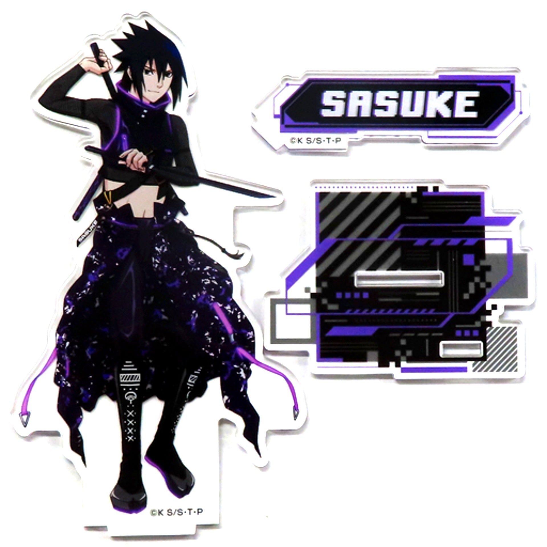 Sasuke Uchiha Illustration Big Acrylic Stand 2nd Naruto Shippuden [USED]