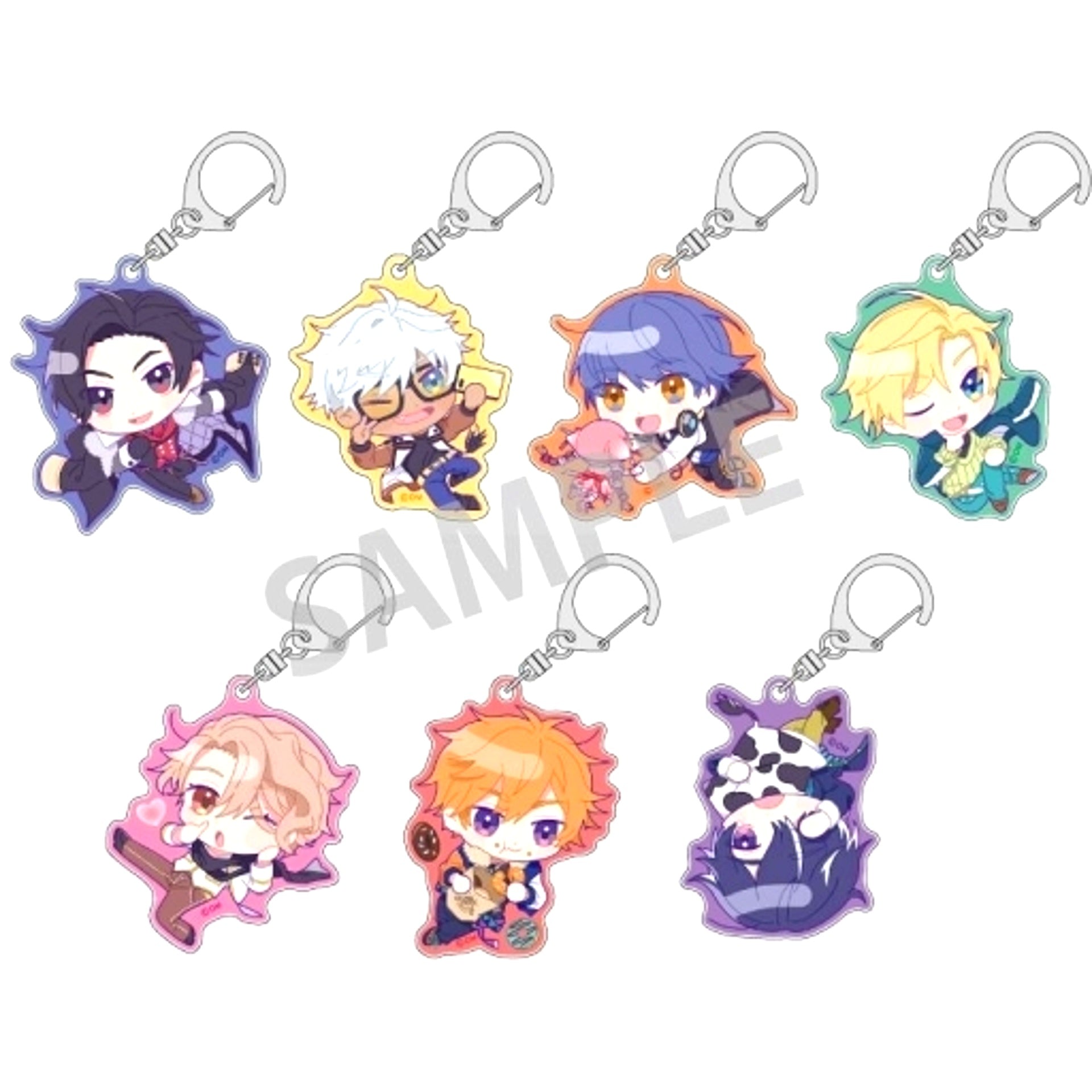 Set of 7 Obey Me! Trading Acrylic Keychain [USED]