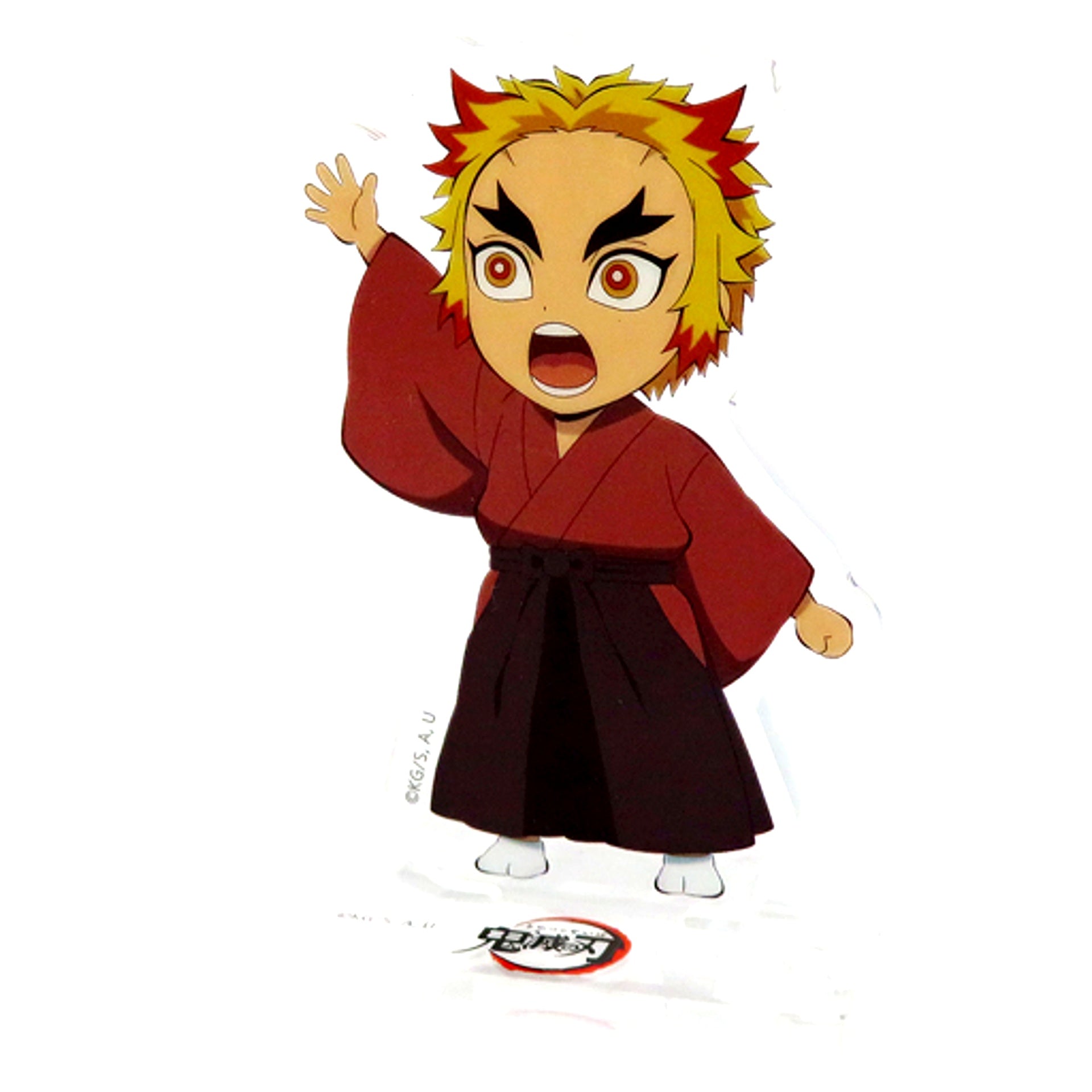 Kyojuro Rengoku - Hand Raised Demon Slayer: Kimetsu no Yaiba Mugen Train Arc / Entertainment District Arc Character Picture Scroll Cafe in ufotable Cafe x Machi Asobi Cafe Newly Drawn Mini Character Connecting Random Acrylic Stand - Mugen Train Arc 2nd [U