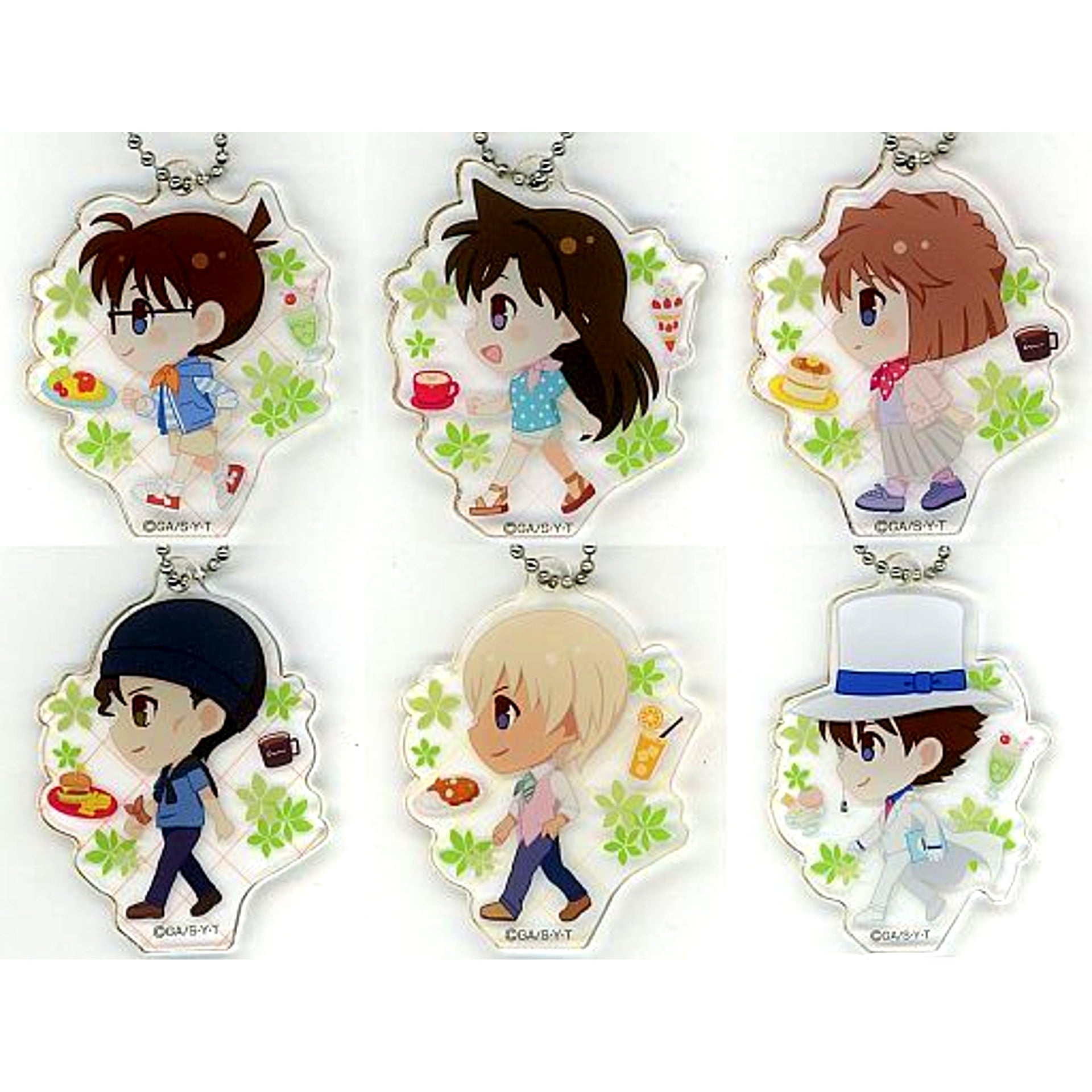 Set of 6 Detective Conan Random Acrylic Keychain Detective Conan Cafe in Detective Conan Land [USED]