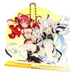 hololive Shirakami Fubuki and Houshou Marine Acrylic Stand Keychain Happiness World hololive presents V no Sukonna Otakatsu Nanda Wa! 100th Episode Commemoration Public Recording Special! [USED]
