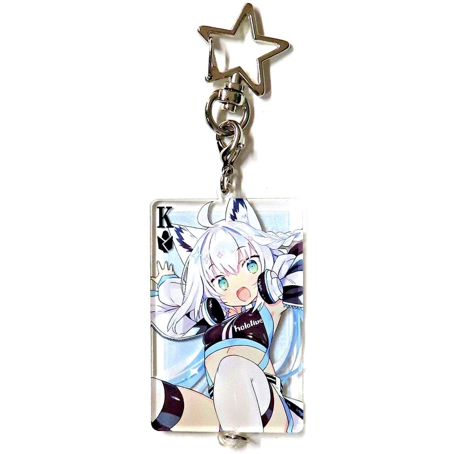 Shirakami Fubuki A Hololive Connecting Playing Card Keychain Happiness World V no Sukonna Otakatsu Nandawa! 100th Anniv [USED]