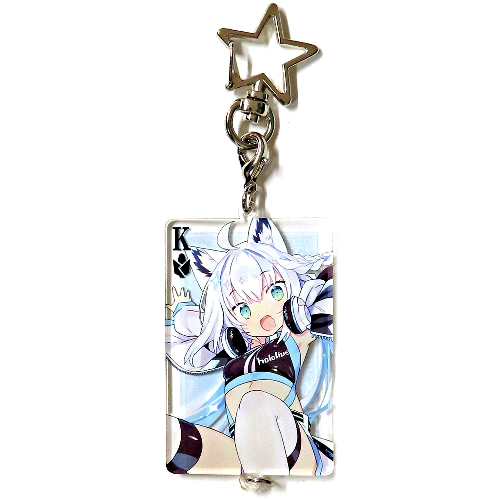Shirakami Fubuki A Hololive Connecting Playing Card Keychain Happiness World V no Sukonna Otakatsu Nandawa! 100th Anniv [USED]