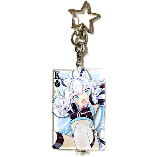 Shirakami Fubuki A Hololive Connecting Playing Card Keychain Happiness World V no Sukonna Otakatsu Nandawa! 100th Anniv [USED]